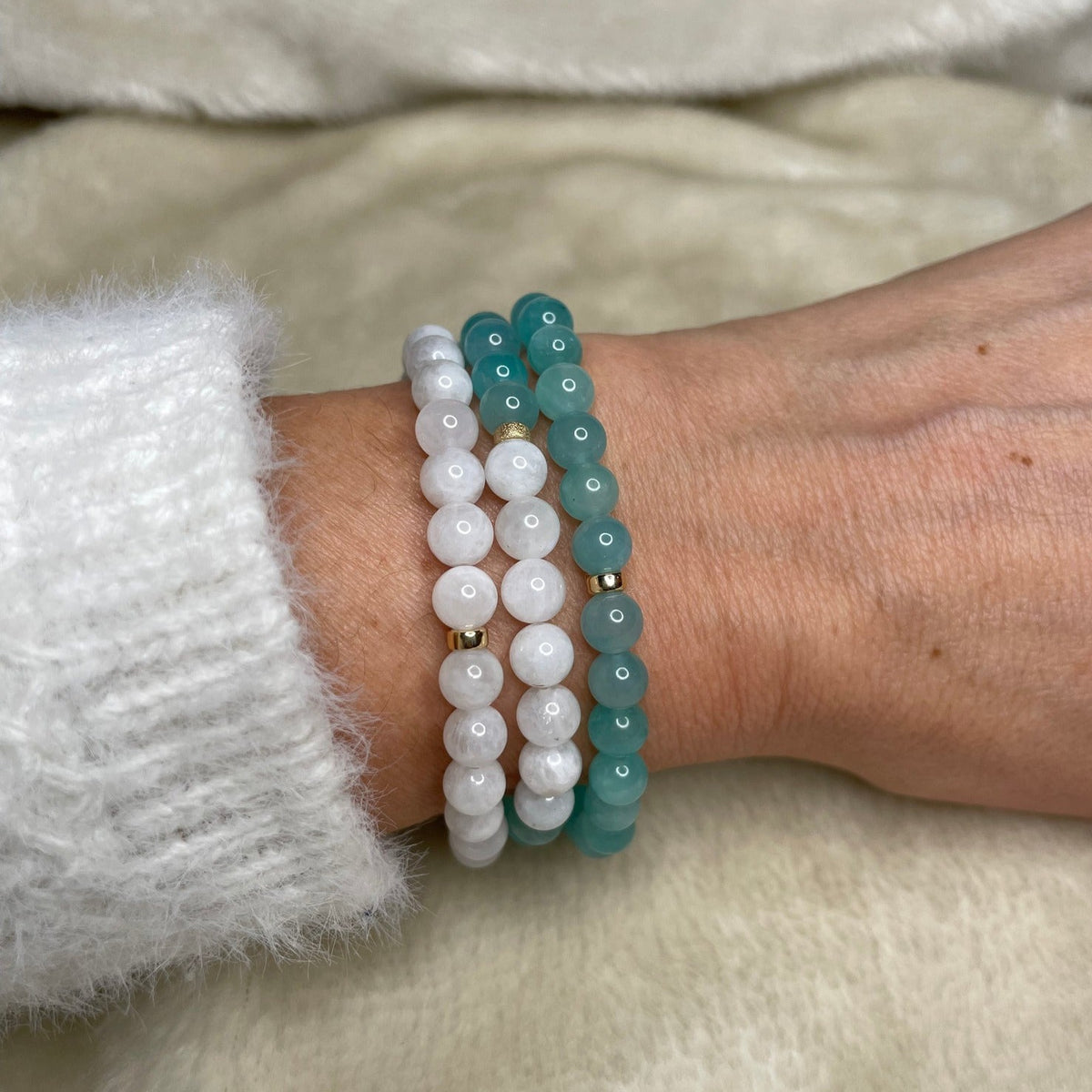 Bracelet En Amazonite AA Du Pérou - Perles De 8 Mm, Marque Arabesk | Neuf Avec étiquettes