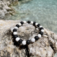 Bracelet homme - Howlite et Pierre de Lave