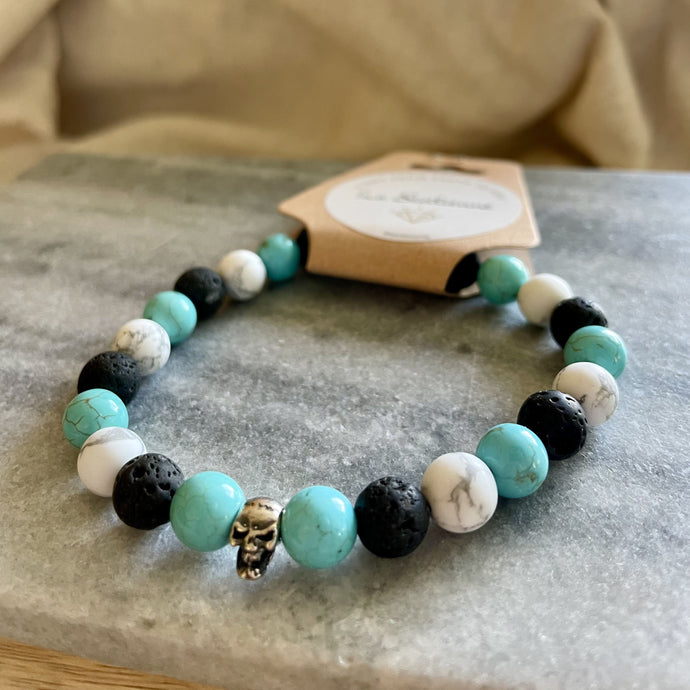 Bracelet Homme  - Turquoise, Howlite et Pierre de Lave