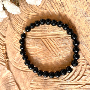 Bracelet femme - Agate noire 6 mm