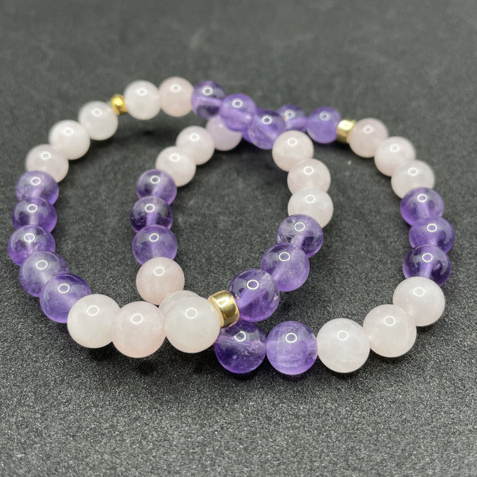 Bracelet femme Améthyste Quartz Rose