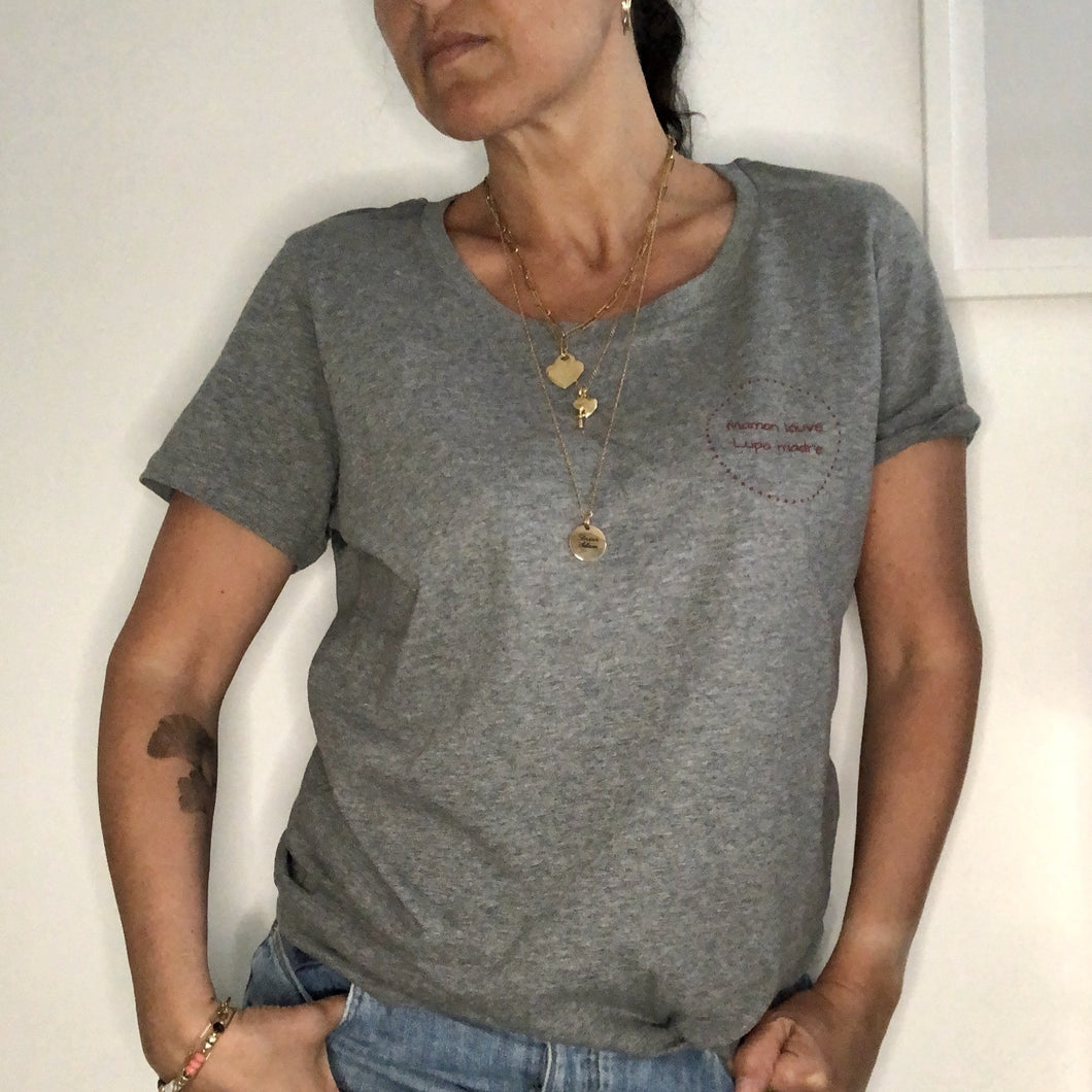 t-shirt femme coton bio louve gris