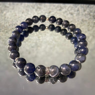 bracelet homme argent et pierre bleue de sodalite bleue