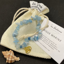 Charger l&#39;image dans la galerie, bracelet Aiguemarine bleu clair femme fleur de lotus