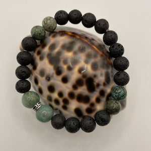 Bracelet homme - Jade, Turquoise africaine, Pierre de lave