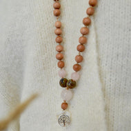 Collier Mala - bois de rose - variation 2
