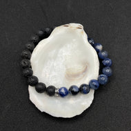 Bracelet homme - Sodalite & Pierre de Lave - double face